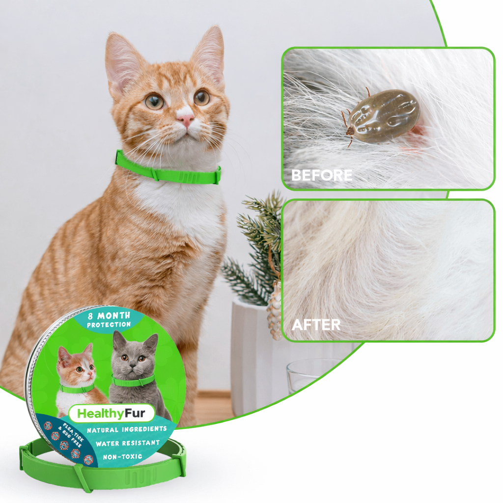HealthyFur™- 8 Months All Natural Flea and Tick Collar for Cats